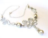 Breezy Wings - Wire Work and Pearl Necklace - Customize Your Color