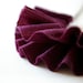 linen ruffle necklace in plum. antique bronze chain.