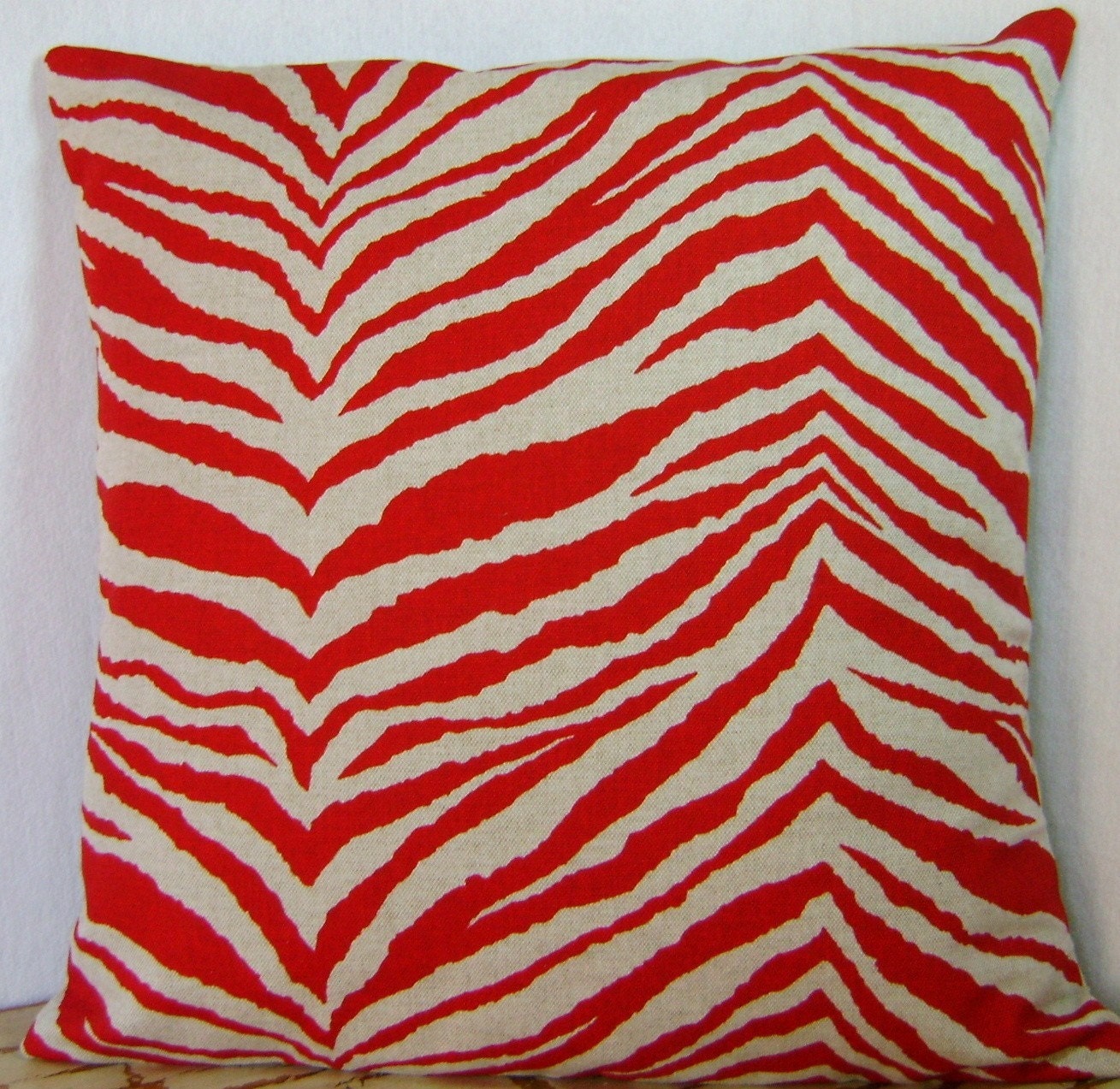 Pillow Covers Red Zebra - Set of Two - 16 Inch