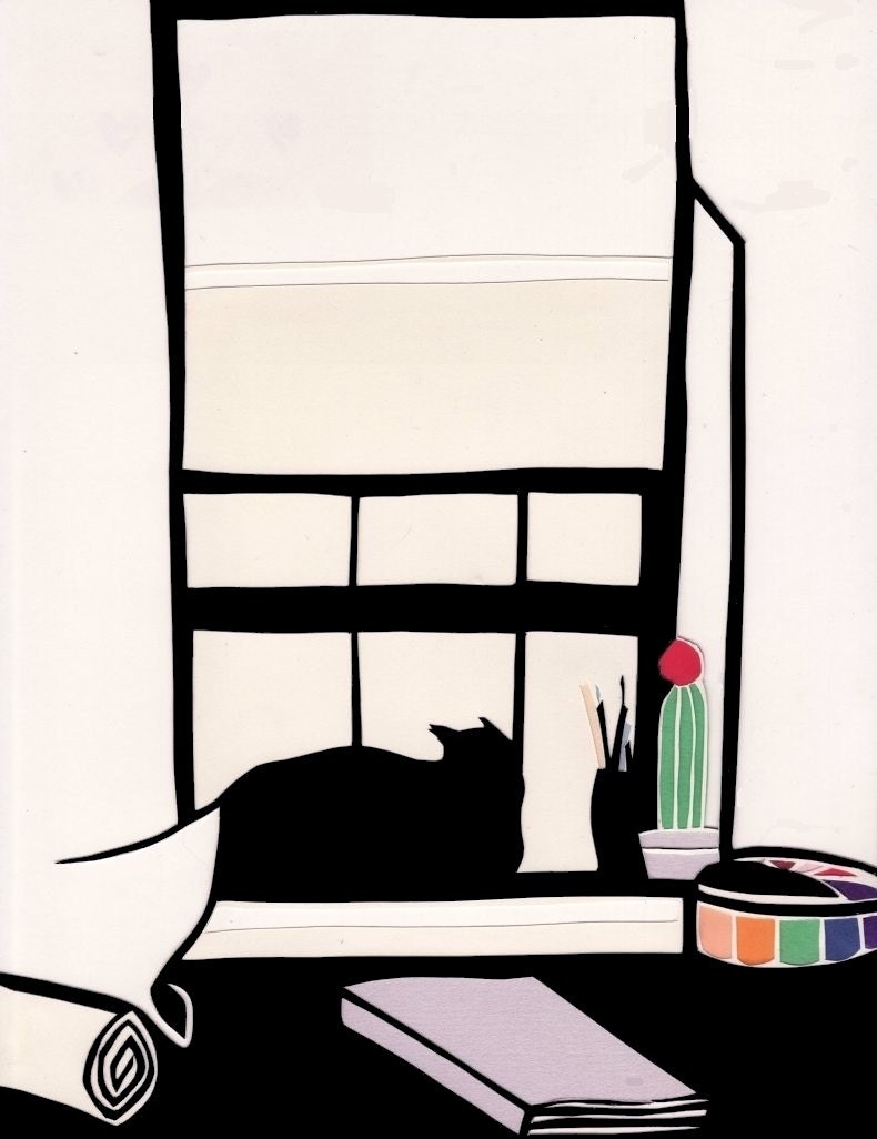 2012 Calendar  - Paper Moon -  kitchen bedside or office - slim - approx 3.75 by 10.75 inches - original papercut designs
