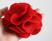 Large Red Felt Flower Hair Barrette