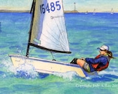 Sailboat Cabrillo Point Original Oil Painting - aStudiobytheSea