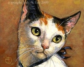Japanese Bobtail Cat Original Oil Painting - aStudiobytheSea
