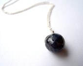 Raw Blue Sapphire Sphere Necklace