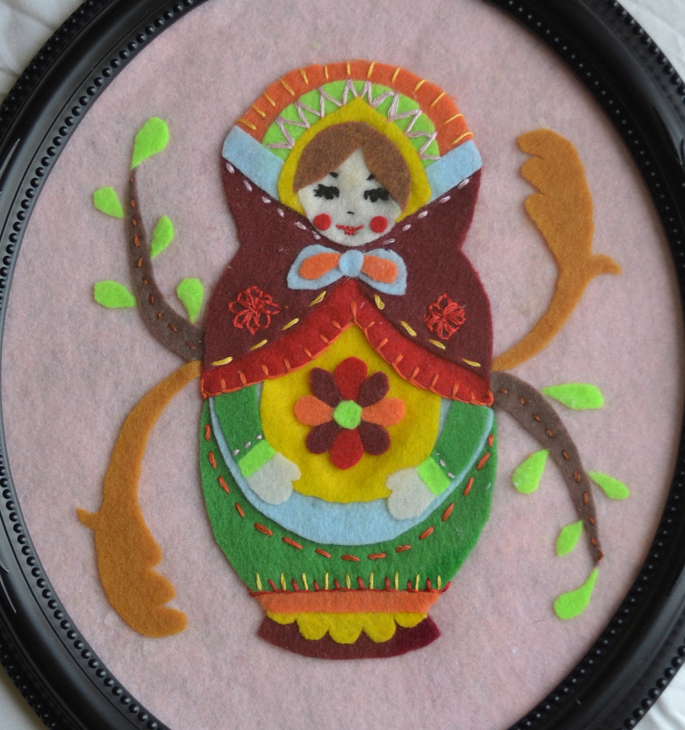 Embroidered Felt Matryoshka/Russian Nesting Doll Portrait