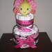 Pink and Brown Flower Two Tier Diaper Cake