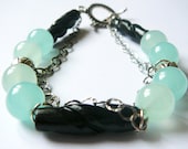 Joy and Harmony - Bracelet / Chalcedony and Carved Black Bone