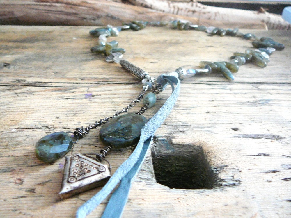 Shades of Grey and Rainbow Necklace / Labradorite and Silver