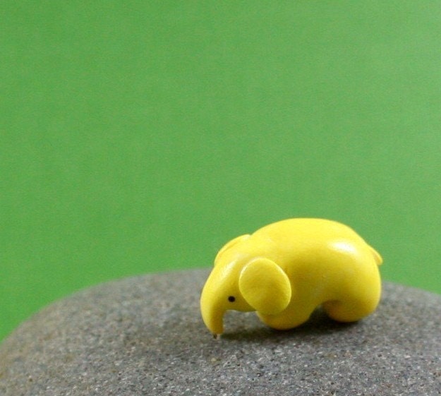 Little Lemon Elephant - Hand Sculpted Miniature Polymer Clay Animal