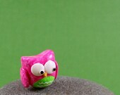 Little Pink Owl - Hand Sculpted Miniature Polymer Clay Animal