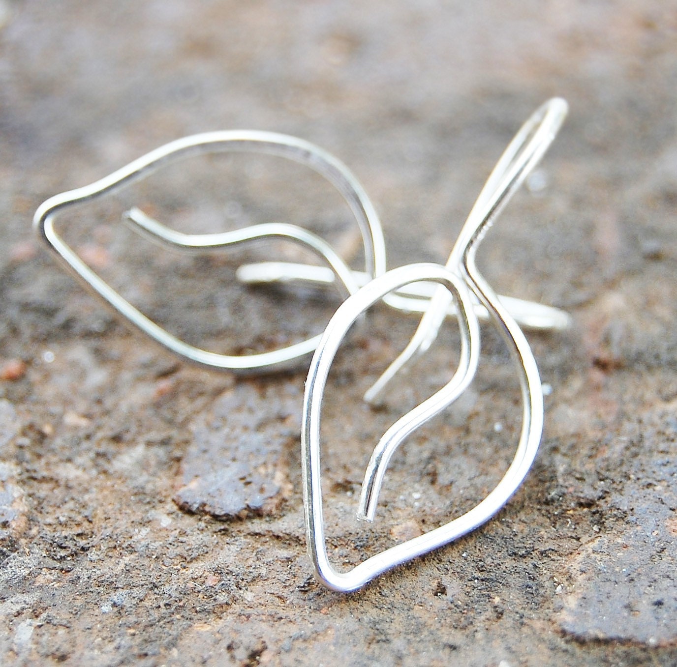 Simple. Sterling. Silver. Leaf. Earrings.