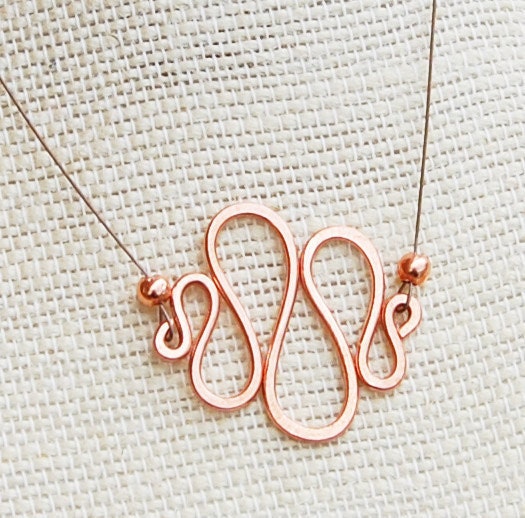 Copper Necklace. Minimalist. Copper. Squiggle. Wire Jewelry.