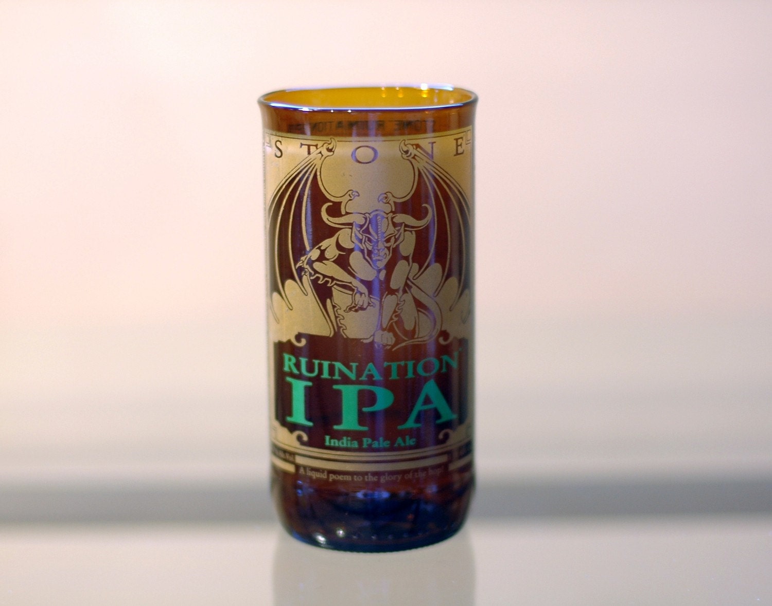 YAVA Glass - Recycled Large Stone Ruination Beer Bottle Glass