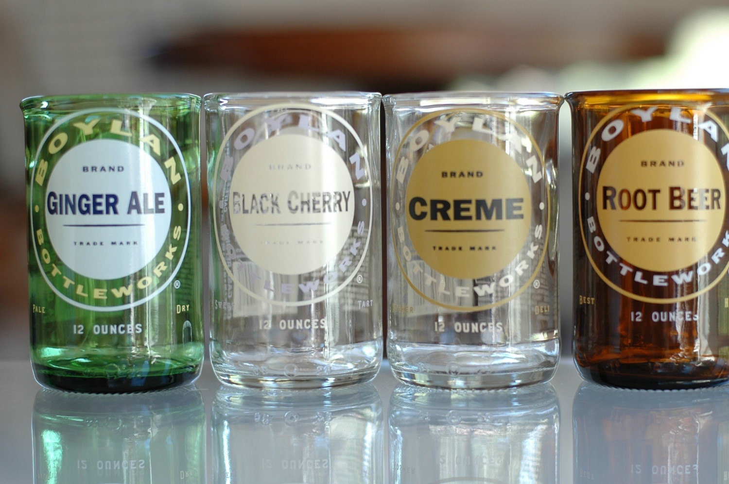 YAVA Glass - Recycled Boylan's Soda Bottle Glasses (Variety Set of 4)