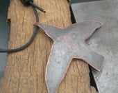 Recycled Frida Kahlo Hummingbird Necklace - Homage to a great painter- Solid Copper