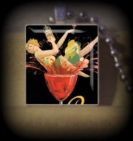 Splashing In A Wine Glass  (WN 5) Vintage Scrabble Tile Pendant ..Buy 3 Get 1 Free