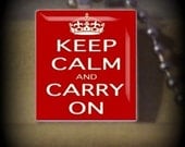 Keep Calm and Carry On bright red (KC 9) Vintage Scrabble Tile Pendant ..Buy 3 Get 1 Free...