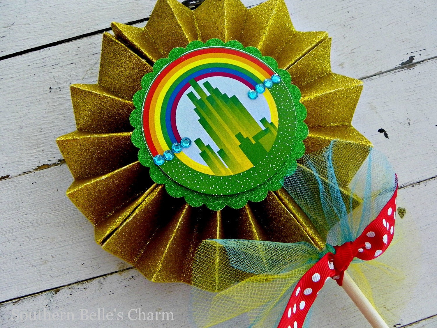 Wizard of Oz Emerald City Centerpiece Pinwheel...Set of 1 Emerald City Pinwheel Il_170x135