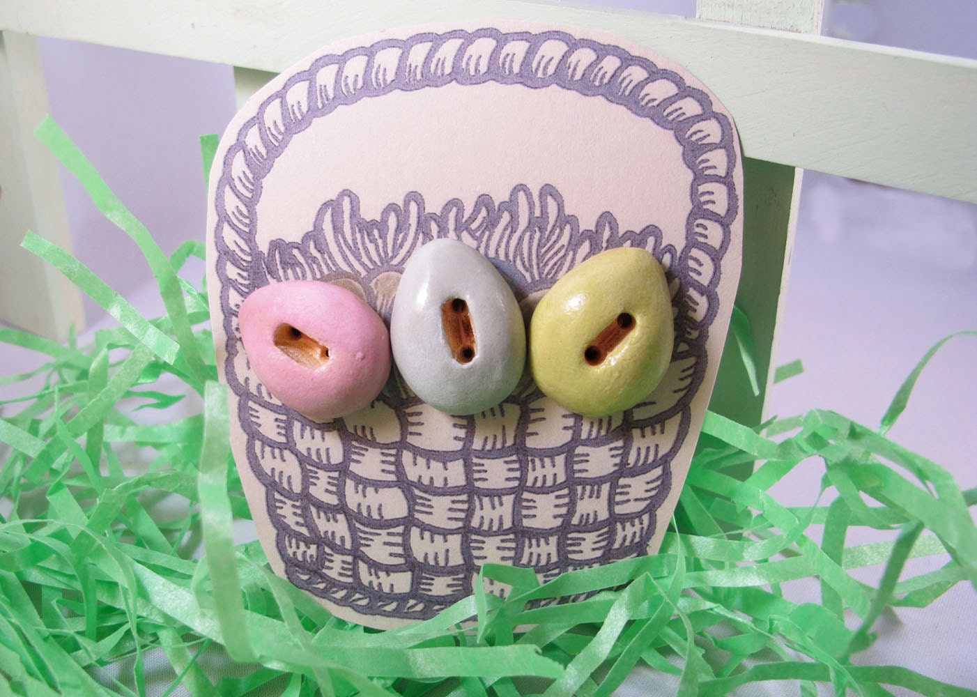 SALE - 3 Ceramic Buttons - Easter Eggs
