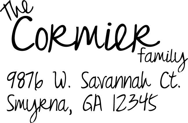 Casual Handwritten Look Custom Return Address Wooden Handle Rubber Stamp