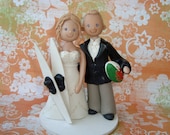 Bride And Groom Sports Theme Wedding Cake Topper