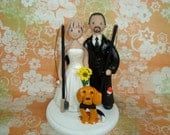 Custom Bride And Groom with a Pets Wedding Cake Topper