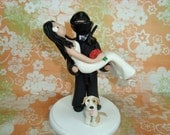 Bride And Ninja Groom with pets Cake Topper