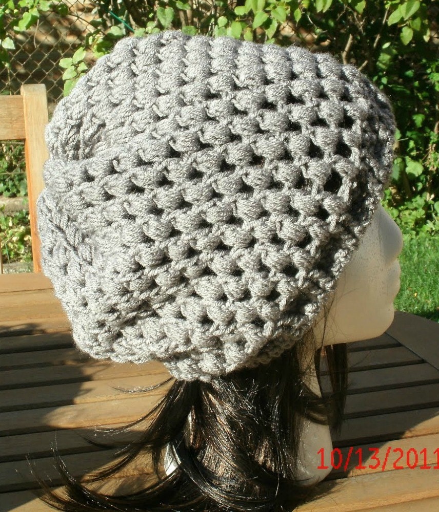 Crochet Hat - The Puff Slouch in Gray - Slouchy Hat - Womens Hat - Womens Accessories - Black Friday Etsy - Cyber Monday Etsy