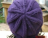 Handmade Hand Knit Hat - Elfin in purple - Unisex slouchy hat - Spring, Fall, Winter Accessories
