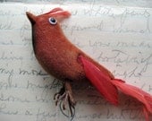Vintage Red Flocked Bird