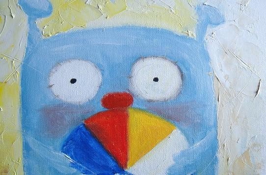 Painting of Blue Monster, A Day at the Beach