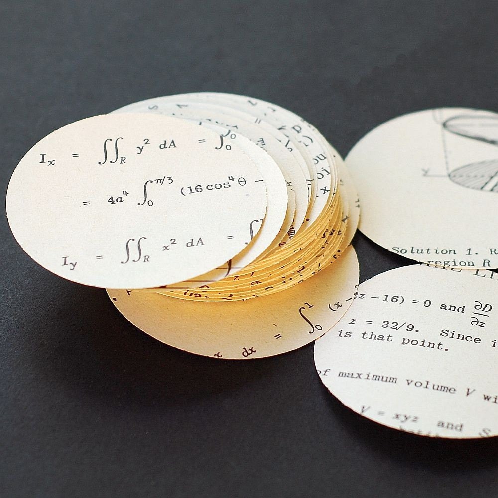 vintage craft supplies- 100 calculus paper circles