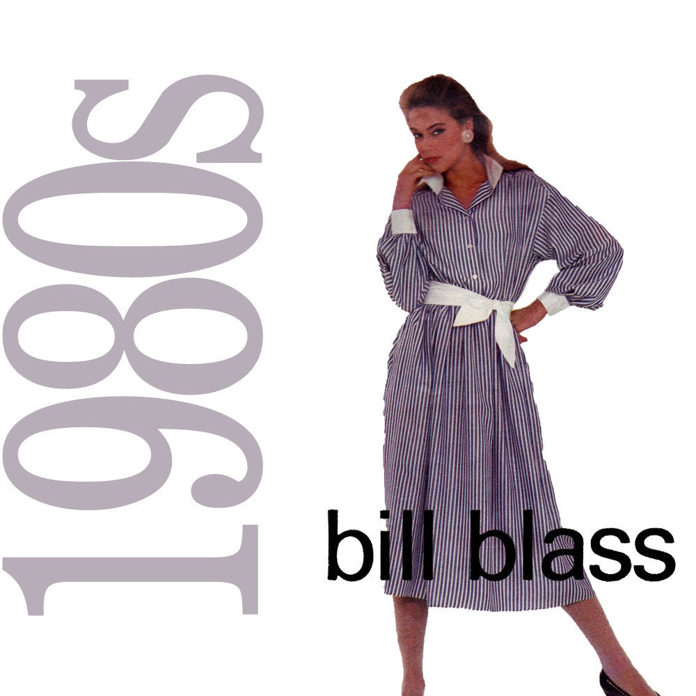 80s Bill Blass Dress Vintage Pattern - B34 - Vogue 2961 American Designer