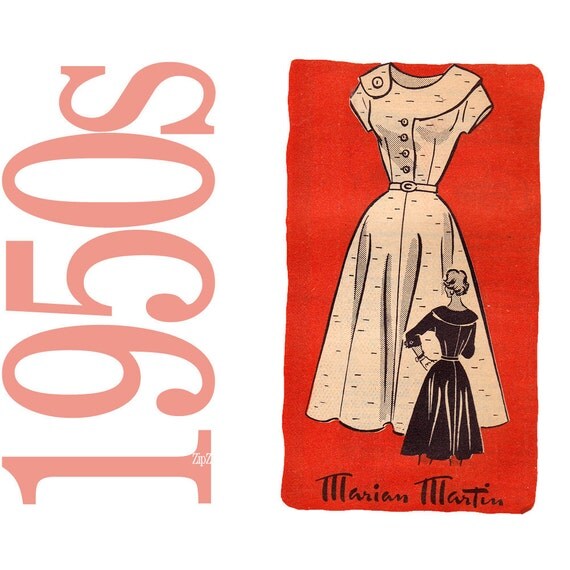 50s Dress Vintage Pattern - B 36 - Marian Martin 9302