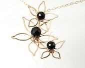 Gold Flower pendant necklace Petals trio necklace in 14k Gold Fill Eco Friendly