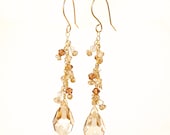 Eco Friendly 14k Gold Waterfall Crystal Earrings with Swarovski Crystals