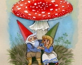 Gnomes tiny Mushroom Painting Amanita muscaria