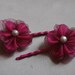 Fuschia and raspberry rose organza flower bobby pin set - Free Shipping