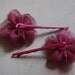 Fuschia and raspberry rose organza flower bobby pin set - Free Shipping