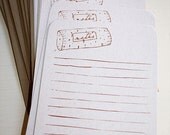 SALE: Set of 10 Cork Note Cards Offset Printed with Khaki Envelopes