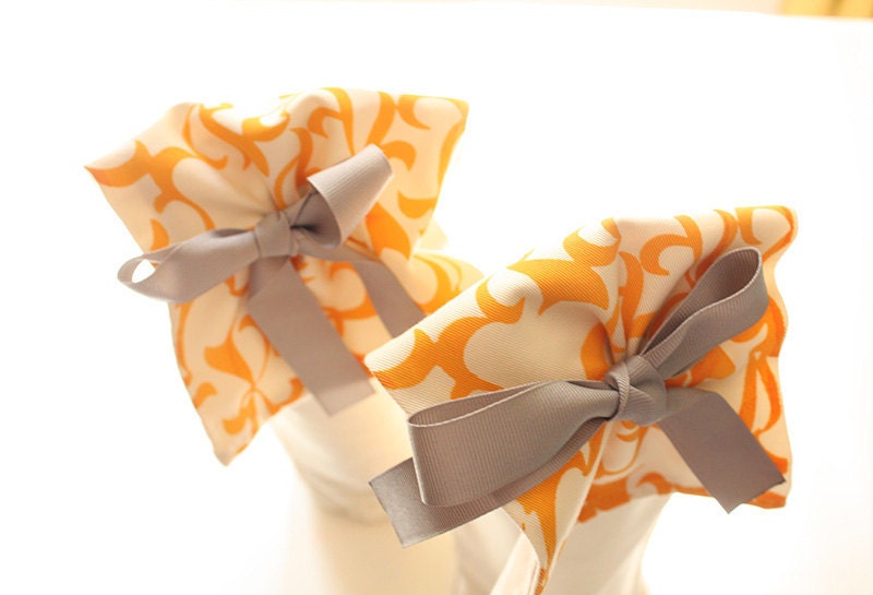 SALE: Organic Cotton Cotton Golden Yellow Silkscreen Wine Bags-Set of Two