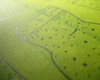 Silkscreen & Letterpress Corks Green Kitchen Print- Foodie Art