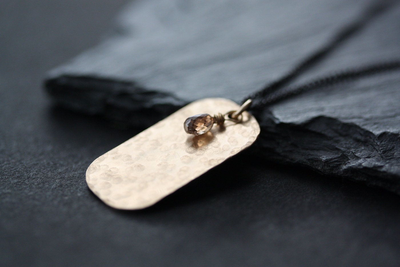 Chocolate Diamond Dog Tag Necklace