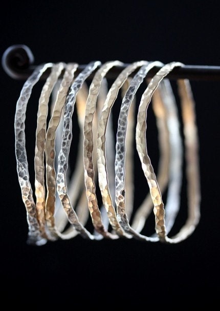 Hammered Mixed Metal Bangles- set of 3 - as seen on E News