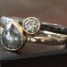 Grey Heart Rose Cut Diamond RIng in 14kt Yellow Gold- engagement ring, wedding ring, unusual diamond ring, natural diamond, bezel hammered