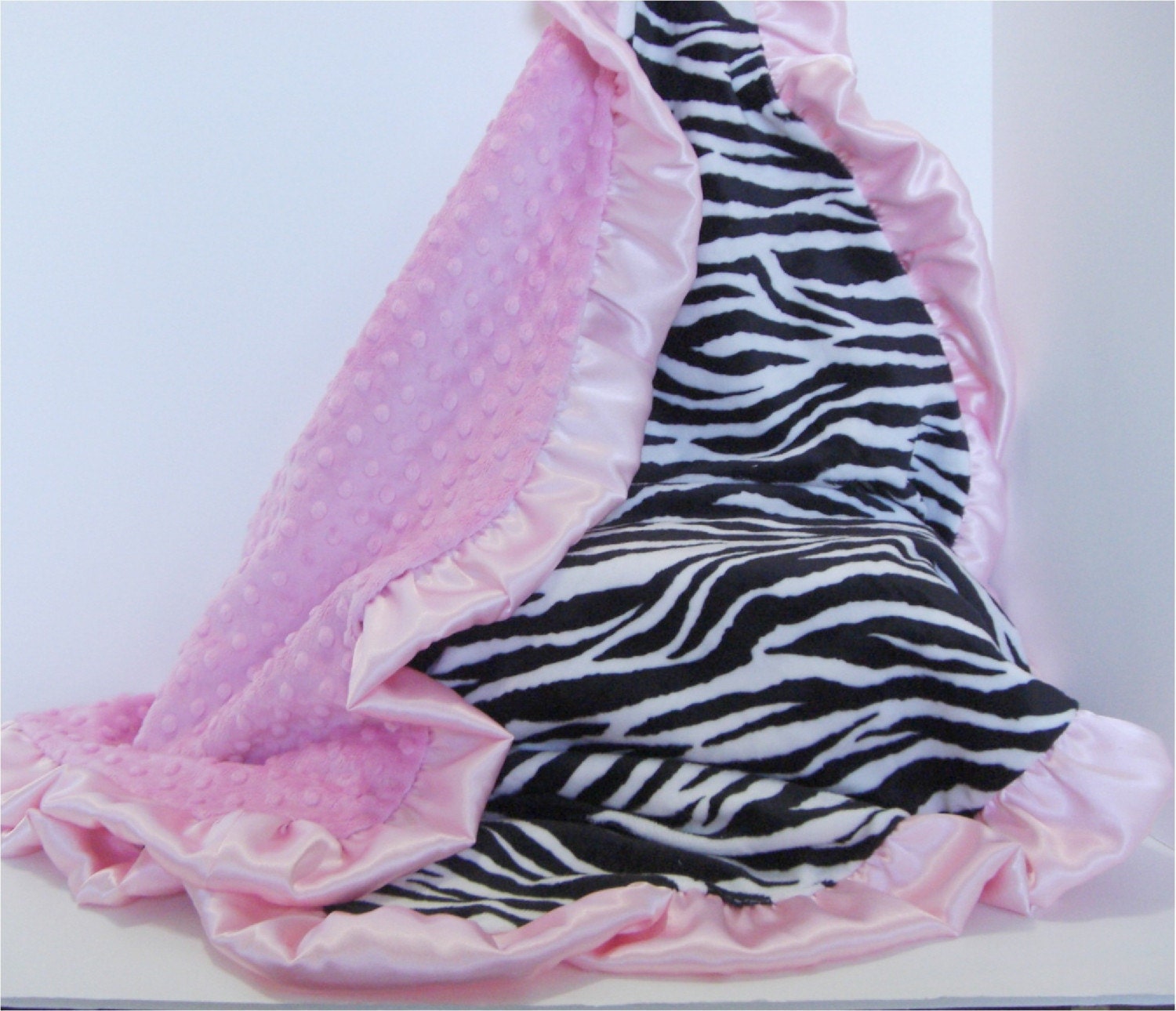Hot Pink Dot and Zebra Minky Blanket, Baby and Toddler Sizes