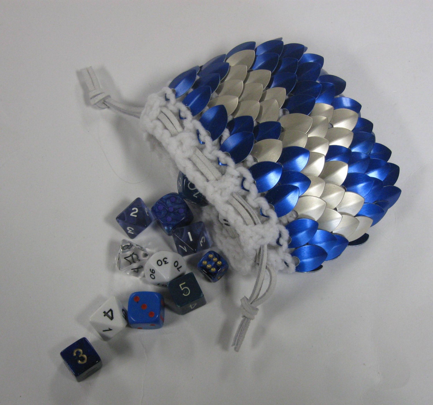Armor Dice Bag in Dragonhide knitted Scale Maille Lawful Good