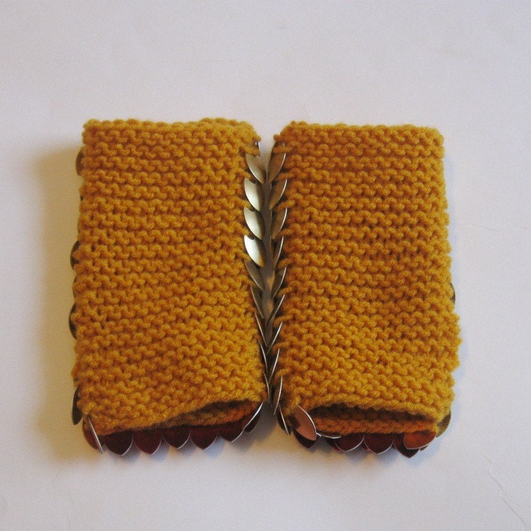 Dragonhide Armor Gauntlets Phoenix knitted scale maille by Crystalsidyll