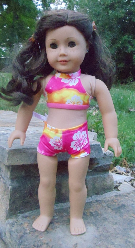 Hibiscus Halter Two Piece - Swimsuit - fits American Girl