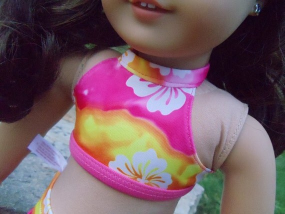 Hibiscus Halter Two Piece - Swimsuit - fits American Girl